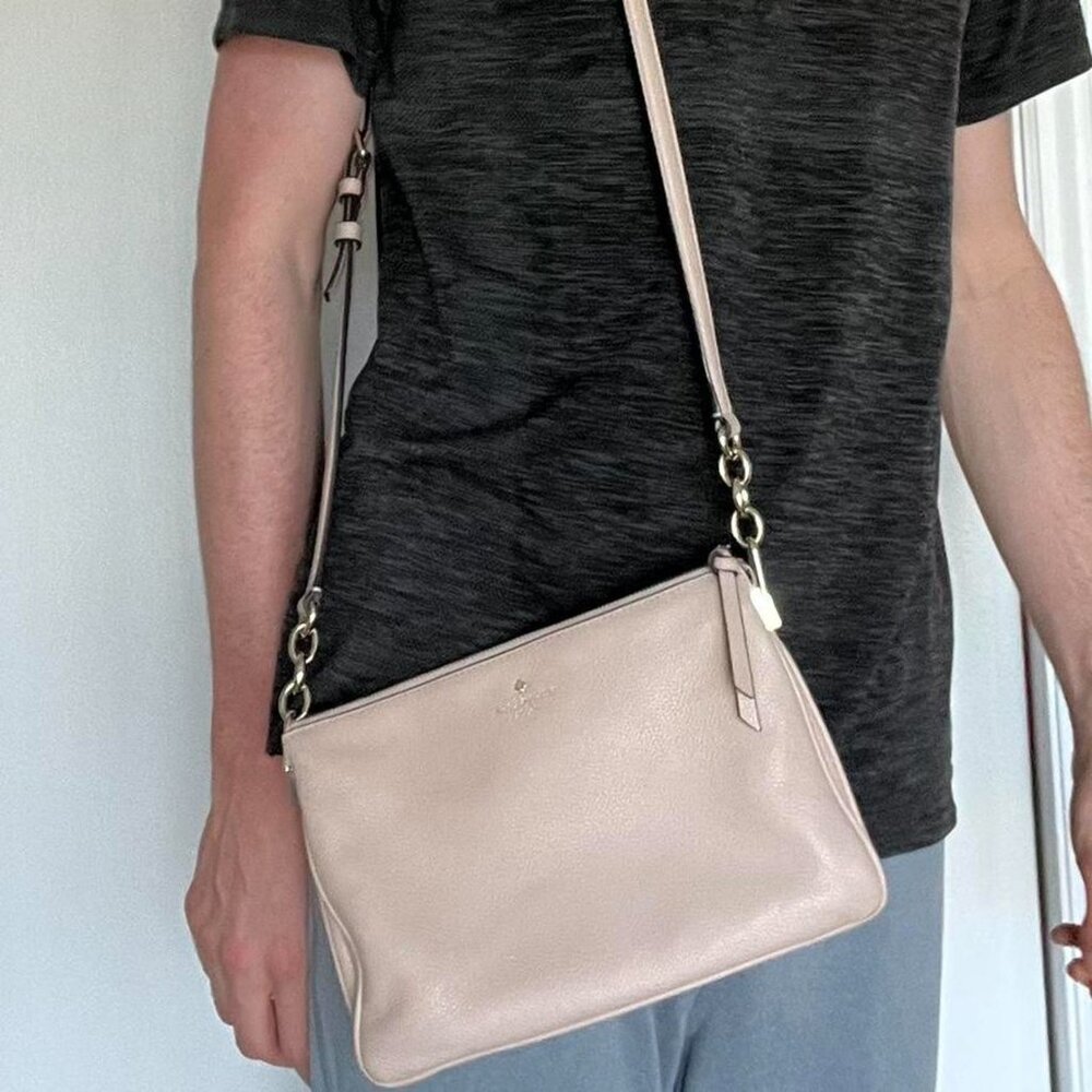 Cream Kate Spade Larchmont Avenue Madelyn Pebble Leather Crossbody Purse - Picture 8 of 8